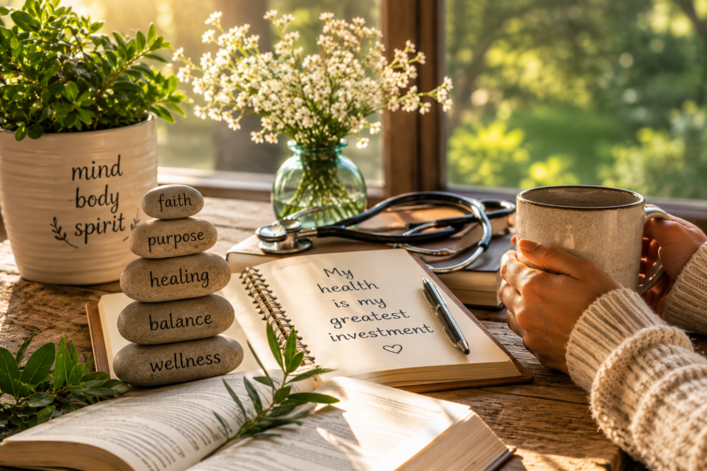 Warm, welcoming integrative wellness consultation space representing root-cause health care, whole-person healing, nervous system regulation, and personalized mind-body-spirit wellness.